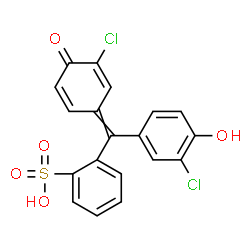 ChemSpider 2D Image | 2-[(3-Chloro-4-hydroxyphenyl)(3-chloro-4-oxo-2,5-cyclohexadien-1-ylidene)methyl]benzenesulfonic acid | C19H12Cl2O5S