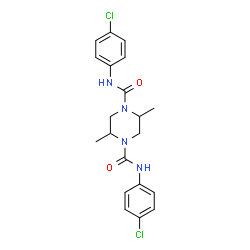ChemSpider 2D Image | N,N'-Bis(4-chlorophenyl)-2,5-dimethyl-1,4-piperazinedicarboxamide | C20H22Cl2N4O2