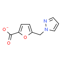 ChemSpider 2D Image | 5-(1H-Pyrazol-1-ylmethyl)-2-furoate | C9H7N2O3