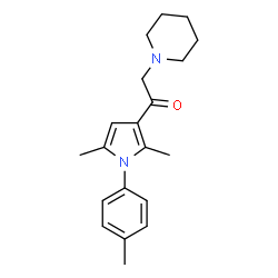 ChemSpider 2D Image | 1-[2,5-Dimethyl-1-(4-methylphenyl)-1H-pyrrol-3-yl]-2-(1-piperidinyl)ethanone | C20H26N2O