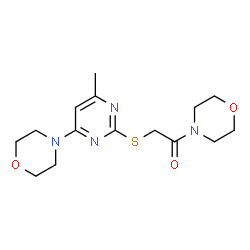 ChemSpider 2D Image | 2-{[4-Methyl-6-(4-morpholinyl)-2-pyrimidinyl]sulfanyl}-1-(4-morpholinyl)ethanone | C15H22N4O3S