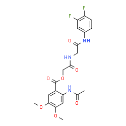 ChemSpider 2D Image | 2-({2-[(3,4-Difluorophenyl)amino]-2-oxoethyl}amino)-2-oxoethyl 2-acetamido-4,5-dimethoxybenzoate | C21H21F2N3O7
