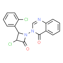 ChemSpider 2D Image | 3-(3-Chloro-2-(2-chlorophenyl)-4-oxo-1-azetidinyl)-4(3H)-quinazolinone | C17H11Cl2N3O2