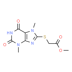 ChemSpider 2D Image | Methyl [(3,7-dimethyl-2,6-dioxo-2,3,6,7-tetrahydro-1H-purin-8-yl)sulfanyl]acetate | C10H12N4O4S