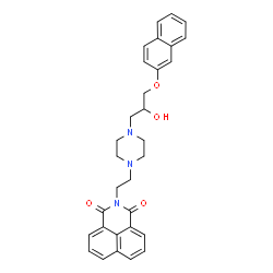 ChemSpider 2D Image | 2-(2-{4-[2-Hydroxy-3-(2-naphthyloxy)propyl]-1-piperazinyl}ethyl)-1H-benzo[de]isoquinoline-1,3(2H)-dione | C31H31N3O4
