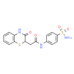 ChemSpider 2D Image | 2H-1,4-benzothiazine-2-acetamide, N-[4-(aminosulfonyl)phenyl]-3-hydroxy- | C16H15N3O4S2
