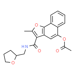 ChemSpider 2D Image | 2-Methyl-3-[(tetrahydro-2-furanylmethyl)carbamoyl]naphtho[1,2-b]furan-5-yl acetate | C21H21NO5