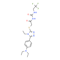 ChemSpider 2D Image | 2-({5-[4-(Diethylamino)phenyl]-4-ethyl-4H-1,2,4-triazol-3-yl}sulfanyl)-N-[(2,2,2-trifluoroethyl)carbamoyl]acetamide | C19H25F3N6O2S