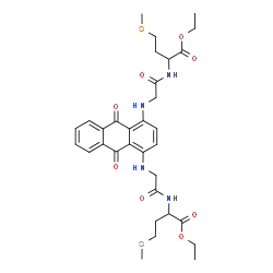 ChemSpider 2D Image | Diethyl 2,2'-{(9,10-dioxo-9,10-dihydroanthracene-1,4-diyl)bis[imino(1-oxo-2,1-ethanediyl)imino]}bis[4-(methylsulfanyl)butanoate] | C32H40N4O8S2