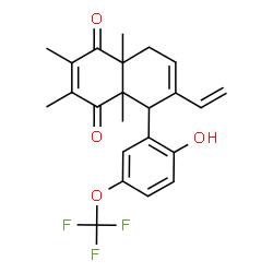 ChemSpider 2D Image | 5-[2-Hydroxy-5-(trifluoromethoxy)phenyl]-2,3,4a,8a-tetramethyl-6-vinyl-4a,5,8,8a-tetrahydro-1,4-naphthalenedione | C23H23F3O4