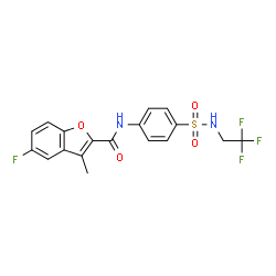ChemSpider 2D Image | 5-Fluoro-3-methyl-N-{4-[(2,2,2-trifluoroethyl)sulfamoyl]phenyl}-1-benzofuran-2-carboxamide | C18H14F4N2O4S