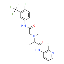 ChemSpider 2D Image | N-(2-Chloro-3-pyridinyl)-N~2~-(2-{[4-chloro-3-(trifluoromethyl)phenyl]amino}-2-oxoethyl)-N~2~-methylalaninamide | C18H17Cl2F3N4O2