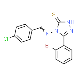 ChemSpider 2D Image | 5-(2-Bromophenyl)-4-[(4-chlorobenzylidene)amino]-2,4-dihydro-3H-1,2,4-triazole-3-thione | C15H10BrClN4S