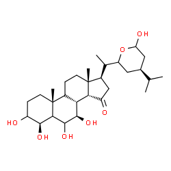 ChemSpider 2D Image | (4beta,7beta,9xi,14beta,17alpha,20R,24S)-3,4,6,7,29-Pentahydroxy-22,29-epoxystigmastan-15-one | C29H48O7