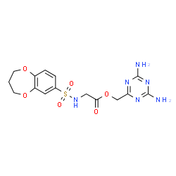 ChemSpider 2D Image | (4,6-Diamino-1,3,5-triazin-2-yl)methyl N-(3,4-dihydro-2H-1,5-benzodioxepin-7-ylsulfonyl)glycinate | C15H18N6O6S