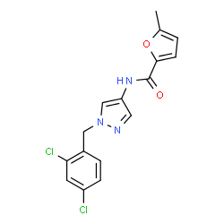 ChemSpider 2D Image | N-[1-(2,4-Dichlorobenzyl)-1H-pyrazol-4-yl]-5-methyl-2-furamide | C16H13Cl2N3O2