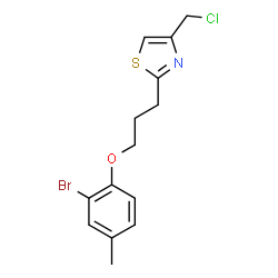 ChemSpider 2D Image | 2-[3-(2-Bromo-4-methylphenoxy)propyl]-4-(chloromethyl)-1,3-thiazole | C14H15BrClNOS