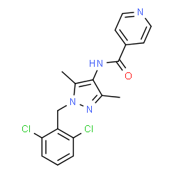 ChemSpider 2D Image | N-[1-(2,6-Dichlorobenzyl)-3,5-dimethyl-1H-pyrazol-4-yl]isonicotinamide | C18H16Cl2N4O