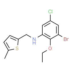ChemSpider 2D Image | 3-Bromo-5-chloro-2-ethoxy-N-[(5-methyl-2-thienyl)methyl]aniline | C14H15BrClNOS