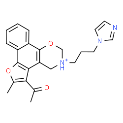 ChemSpider 2D Image | 5-Acetyl-3-[3-(1H-imidazol-1-yl)propyl]-6-methyl-3,4-dihydro-2H-furo[3',2':3,4]naphtho[2,1-e][1,3]oxazin-3-ium | C23H24N3O3