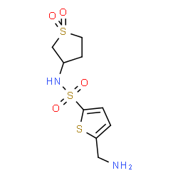 ChemSpider 2D Image | 5-(Aminomethyl)-N-(1,1-dioxidotetrahydro-3-thiophenyl)-2-thiophenesulfonamide | C9H14N2O4S3