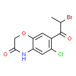ChemSpider 2D Image | 7-(2-Bromopropanoyl)-6-chloro-2H-1,4-benzoxazin-3(4H)-one | C11H9BrClNO3