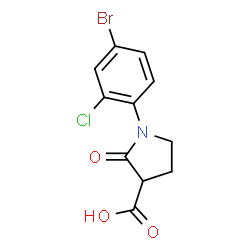 ChemSpider 2D Image | 1-(4-Bromo-2-chlorophenyl)-2-oxo-3-pyrrolidinecarboxylic acid | C11H9BrClNO3