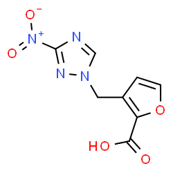 ChemSpider 2D Image | 3-[(3-Nitro-1H-1,2,4-triazol-1-yl)methyl]-2-furoic acid | C8H6N4O5