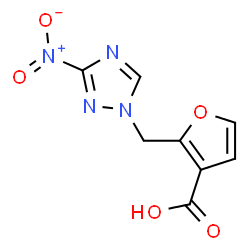 ChemSpider 2D Image | 2-[(3-Nitro-1H-1,2,4-triazol-1-yl)methyl]-3-furoic acid | C8H6N4O5
