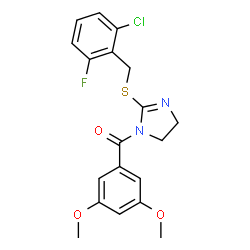 ChemSpider 2D Image | {2-[(2-Chloro-6-fluorobenzyl)sulfanyl]-4,5-dihydro-1H-imidazol-1-yl}(3,5-dimethoxyphenyl)methanone | C19H18ClFN2O3S
