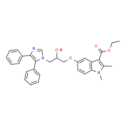 ChemSpider 2D Image | Ethyl 5-[3-(4,5-diphenyl-1H-imidazol-1-yl)-2-hydroxypropoxy]-1,2-dimethyl-1H-indole-3-carboxylate | C31H31N3O4