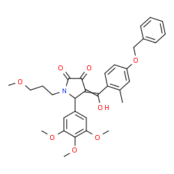 ChemSpider 2D Image | 4-{[4-(Benzyloxy)-2-methylphenyl](hydroxy)methylene}-1-(3-methoxypropyl)-5-(3,4,5-trimethoxyphenyl)-2,3-pyrrolidinedione | C32H35NO8