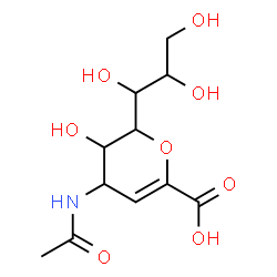 ChemSpider 2D Image | 4-Acetamido-2,6-anhydro-3,4-dideoxy-6-(1,2,3-trihydroxypropyl)hex-2-enonic acid | C11H17NO8