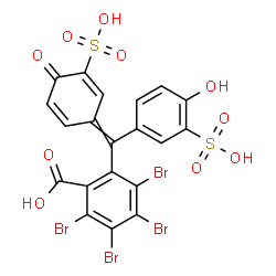 ChemSpider 2D Image | 2,3,4,5-Tetrabromo-6-[(4-hydroxy-3-sulfophenyl)(4-oxo-3-sulfo-2,5-cyclohexadien-1-ylidene)methyl]benzoic acid | C20H10Br4O10S2