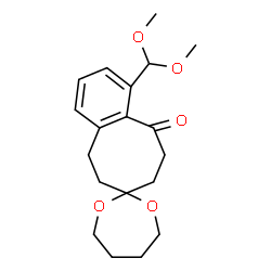 ChemSpider 2D Image | 1-(Dimethoxymethyl)-5,6,8,9-tetrahydro-10H-spiro[benzo[8]annulene-7,2'-[1,3]dioxepan]-10-one | C19H26O5