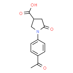 ChemSpider 2D Image | 1-(4-Acetylphenyl)-5-oxo-3-pyrrolidinecarboxylic acid | C13H13NO4
