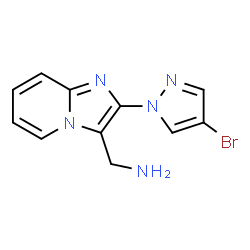 ChemSpider 2D Image | 1-[2-(4-Bromo-1H-pyrazol-1-yl)imidazo[1,2-a]pyridin-3-yl]methanamine | C11H10BrN5