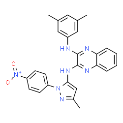 ChemSpider 2D Image | N-(3,5-Dimethylphenyl)-N'-[3-methyl-1-(4-nitrophenyl)-1H-pyrazol-5-yl]-2,3-quinoxalinediamine | C26H23N7O2