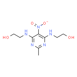 ChemSpider 2D Image | 2,2'-[(2-Methyl-5-nitro-4,6-pyrimidinediyl)diimino]diethanol | C9H15N5O4