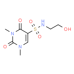 ChemSpider 2D Image | N-(2-Hydroxyethyl)-1,3-dimethyl-2,4-dioxo-1,2,3,4-tetrahydro-5-pyrimidinesulfonamide | C8H13N3O5S