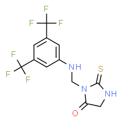 ChemSpider 2D Image | 3-({[3,5-Bis(trifluoromethyl)phenyl]amino}methyl)-2-thioxo-4-imidazolidinone | C12H9F6N3OS