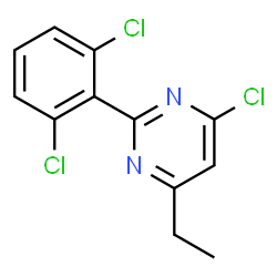 ChemSpider 2D Image | 4-Chloro-2-(2,6-dichlorophenyl)-6-ethylpyrimidine | C12H9Cl3N2