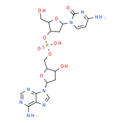ChemSpider 2D Image | [5-(4-amino-2-oxo-pyrimidin-1-yl)-2-(hydroxymethyl)tetrahydrofuran-3-yl] [5-(6-aminopurin-9-yl)-3-hydroxy-tetrahydrofuran-2-yl]methyl hydrogen phosphate | C19H25N8O9P