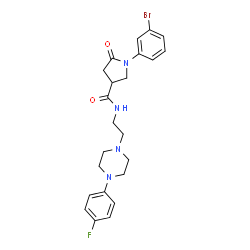 ChemSpider 2D Image | 1-(3-Bromophenyl)-N-{2-[4-(4-fluorophenyl)-1-piperazinyl]ethyl}-5-oxo-3-pyrrolidinecarboxamide | C23H26BrFN4O2