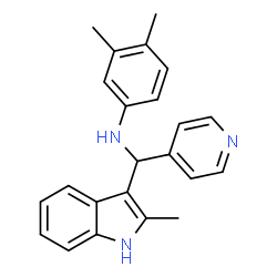 ChemSpider 2D Image | 3,4-Dimethyl-N-[(2-methyl-1H-indol-3-yl)(4-pyridinyl)methyl]aniline | C23H23N3