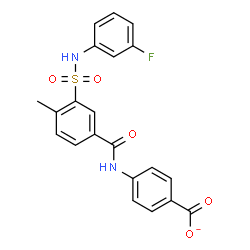 ChemSpider 2D Image | 4-({3-[(3-Fluorophenyl)sulfamoyl]-4-methylbenzoyl}amino)benzoate | C21H16FN2O5S