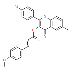 ChemSpider 2D Image | 2-(4-Chlorophenyl)-6-methyl-4-oxo-4H-chromen-3-yl 3-(4-methoxyphenyl)acrylate | C26H19ClO5
