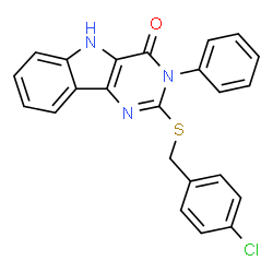 ChemSpider 2D Image | 2-[(4-Chlorobenzyl)sulfanyl]-3-phenyl-3,5-dihydro-4H-pyrimido[5,4-b]indol-4-one | C23H16ClN3OS