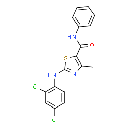 ChemSpider 2D Image | 2-[(2,4-Dichlorophenyl)amino]-4-methyl-N-phenyl-1,3-thiazole-5-carboxamide | C17H13Cl2N3OS