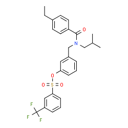 ChemSpider 2D Image | 3-{[(4-Ethylbenzoyl)(isobutyl)amino]methyl}phenyl 3-(trifluoromethyl)benzenesulfonate | C27H28F3NO4S